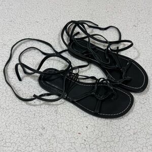 Zara Black Lace Up Braided Strappy Gladiator Sandals Women's 36 US Sz 5.5 Shoes